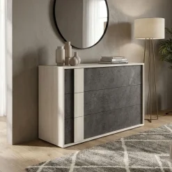 Cassettiera moderna 3 cassetti con maniglia integrata in MDF disponibile in vari colori