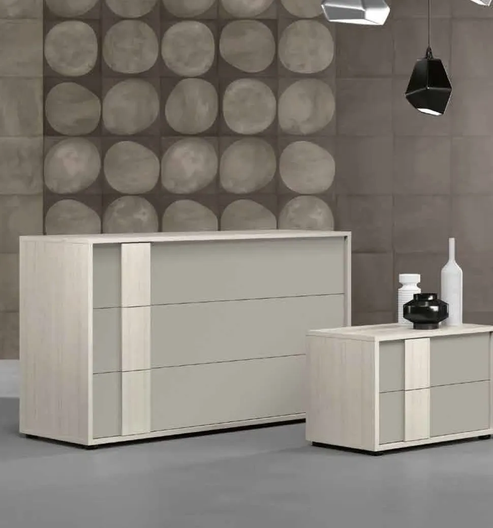 Cassettiera moderna 3 cassetti con maniglia integrata in MDF disponibile in vari colori