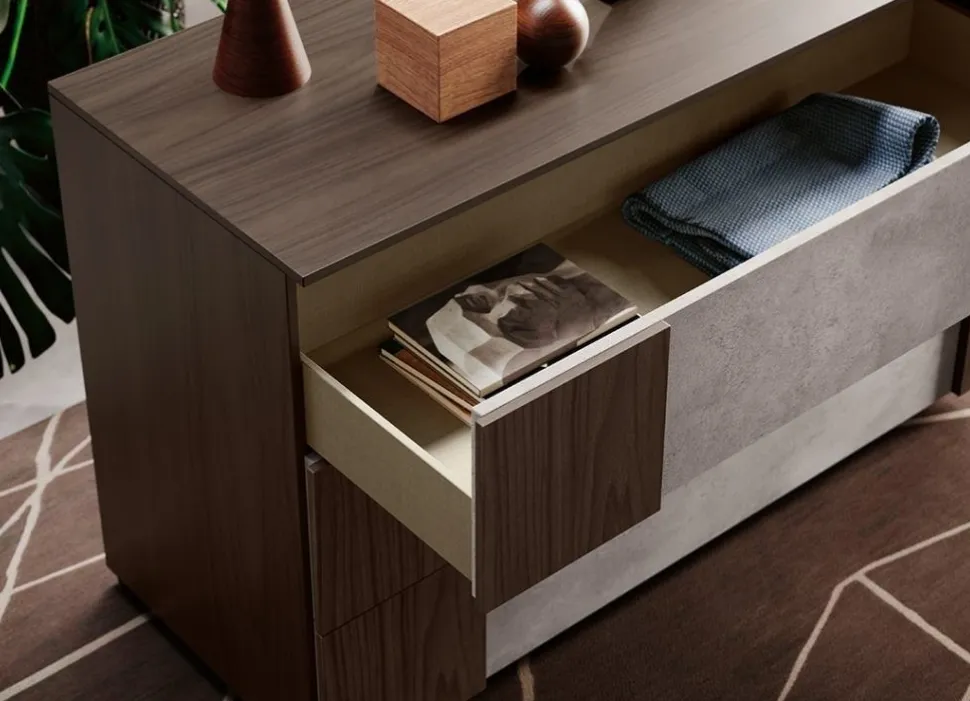 Cassettiera moderna 3 cassetti con maniglia pannello bicolore 14 mm disponibile in vari colori