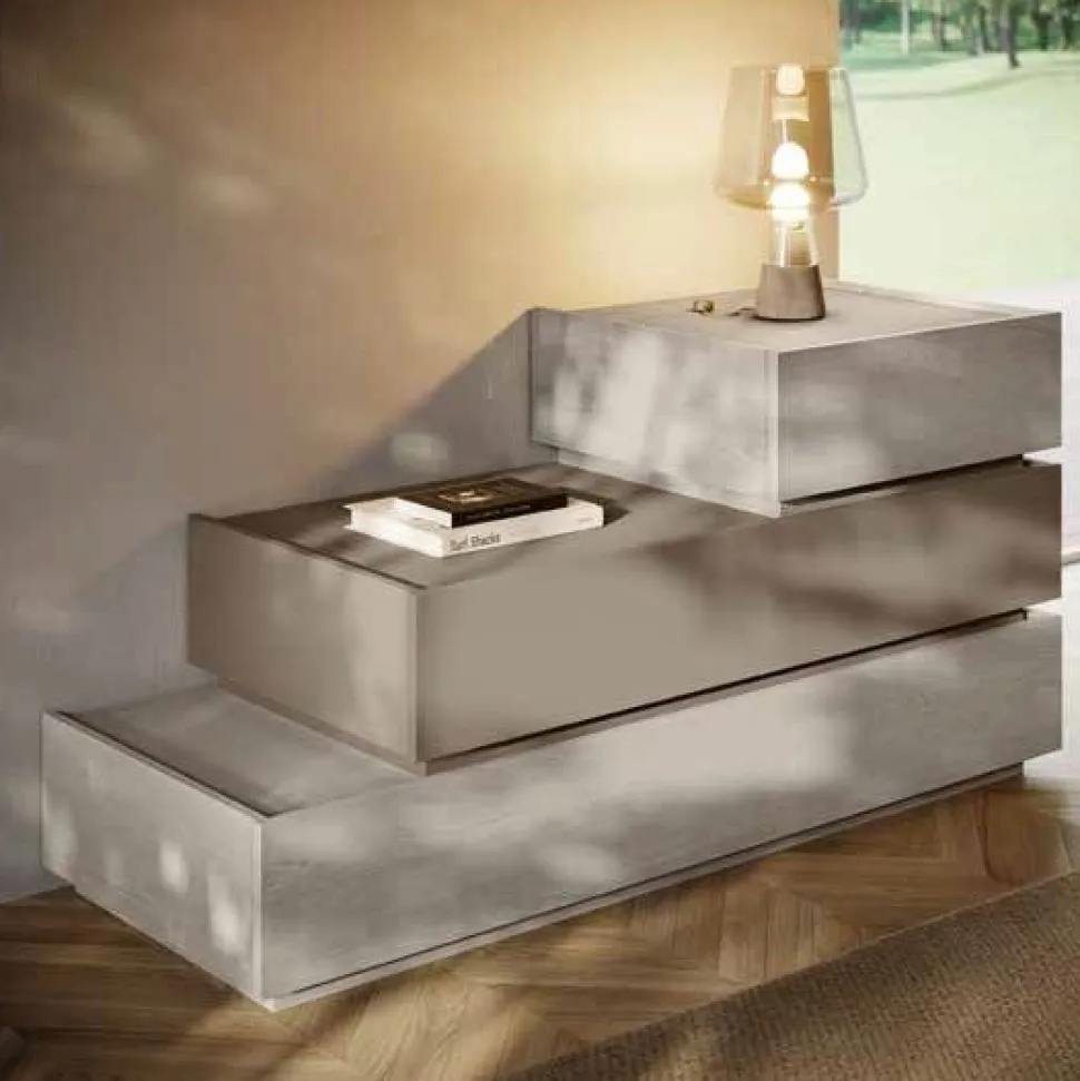 Cassettiera moderna 3 cassetti sfalsati senza maniglie Idea disponibile in vari colori