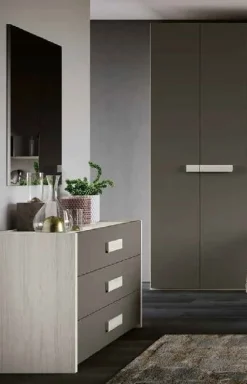 Cassettiera moderna 3 cassetti con maniglia in MDF rivestito Erika disponibile in vari colori