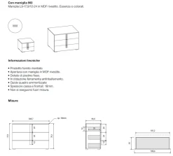 Cassettiera moderna 3 cassetti con maniglia in MDF rivestito Vertigo disponibile in vari colori
