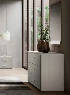 Cassettiera moderna 3 cassetti con maniglia in MDF rivestito Rea disponibile in vari colori
