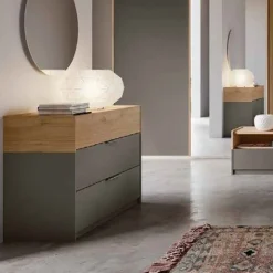 Cassettiera moderna 3 cassetti con maniglia in metallo cromata Box disponibile in vari colori