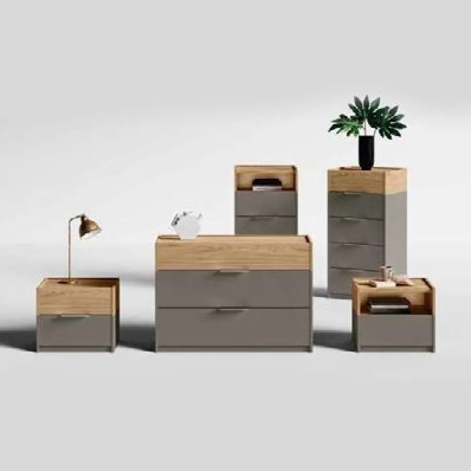 Cassettiera moderna 3 cassetti con maniglia in metallo cromata Box disponibile in vari colori
