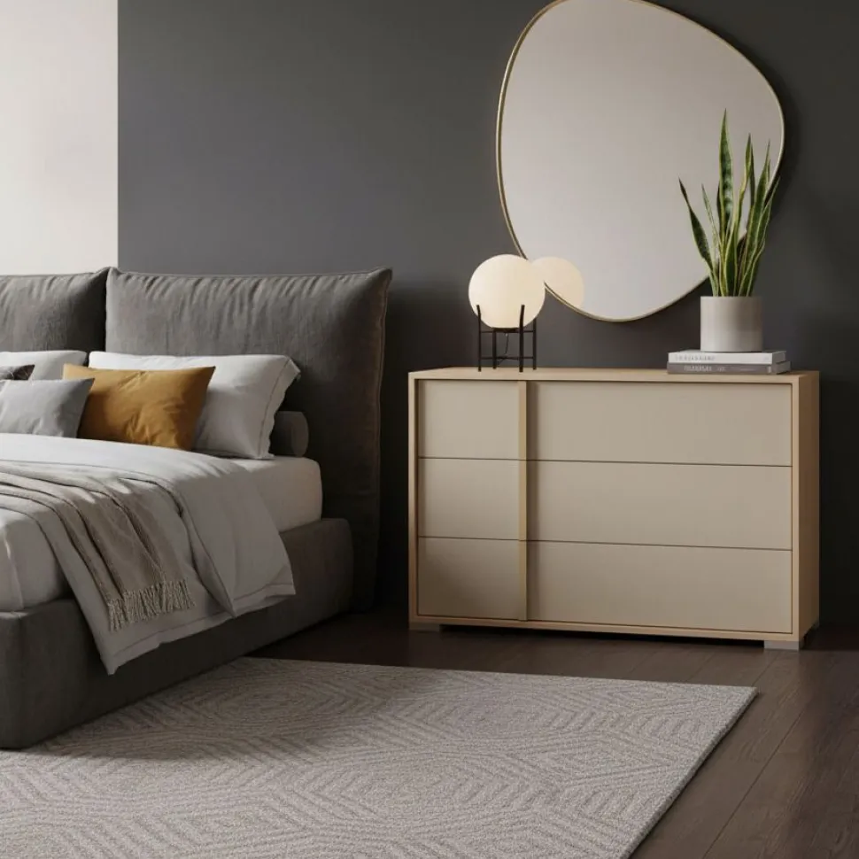 Cassettiera moderna 3 cassetti con maniglia in MDF Aurora disponibile in vari colori