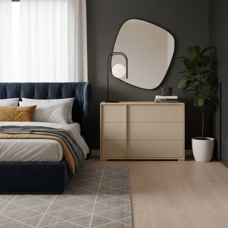 Cassettiera moderna 3 cassetti con maniglia in MDF Aurora disponibile in vari colori
