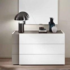 Cassettiera moderna 3 cassetti con maniglia e inserto laterale disponibile in vari colori Klass linea Domino
