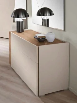 Cassettiera moderna 3 cassetti con maniglia e inserto laterale disponibile in vari colori Klass linea Domino