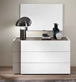 Cassettiera moderna 3 cassetti con maniglia e inserto laterale disponibile in vari colori Klass linea Domino