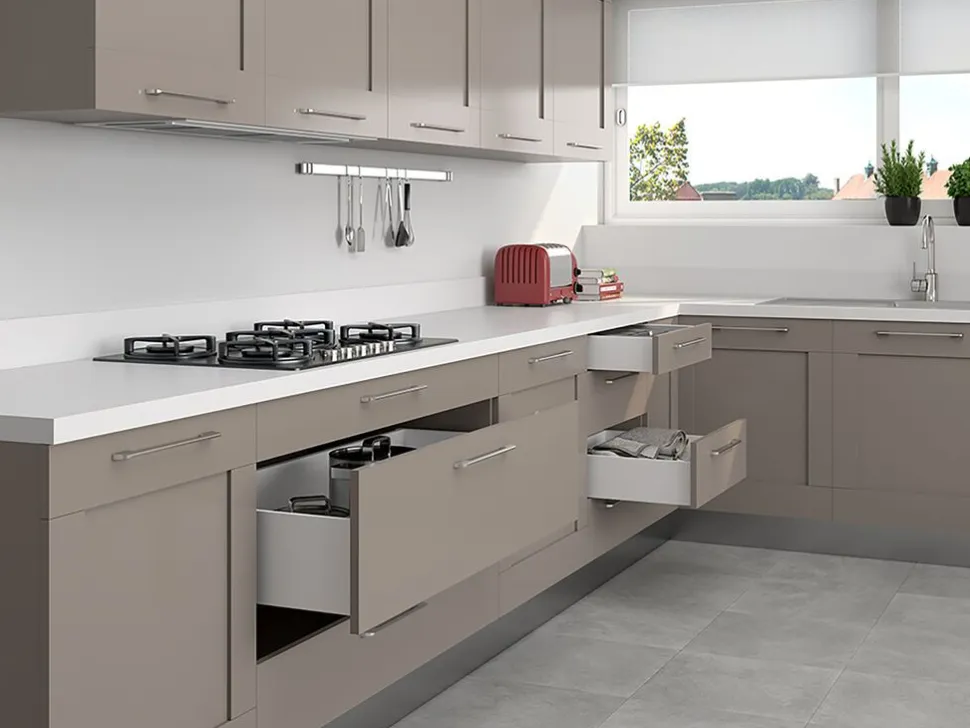 Cassetto esterno Concept 30kg, altezza 105mm, profondità 300mm, Acciaio, Verniciato bianco o antracite