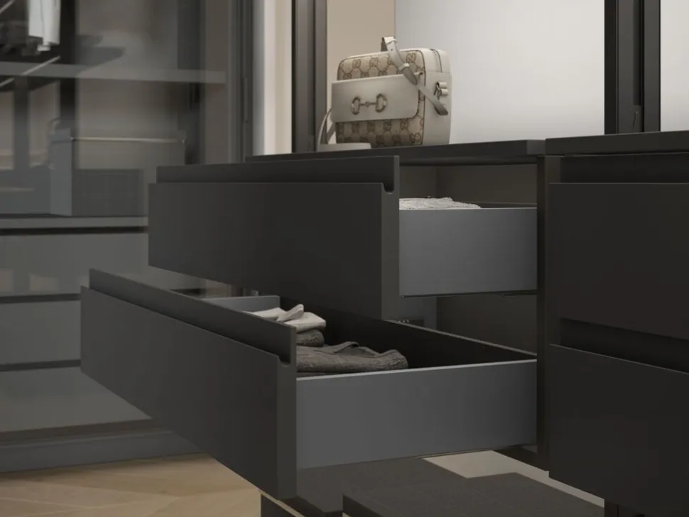 Cassetto esterno Vertex con regolazione 3D altezza 178mm, 60kg, profondità 500mm, Acciaio, Verniciato in 2 colori