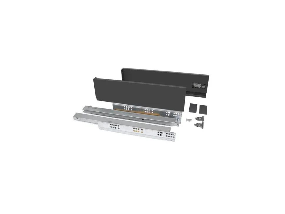 Cassetto esterno Vertex con regolazione 3D altezza 93mm, 40kg, profondità 270mm, Acciaio, Verniciato bianco o ardesia