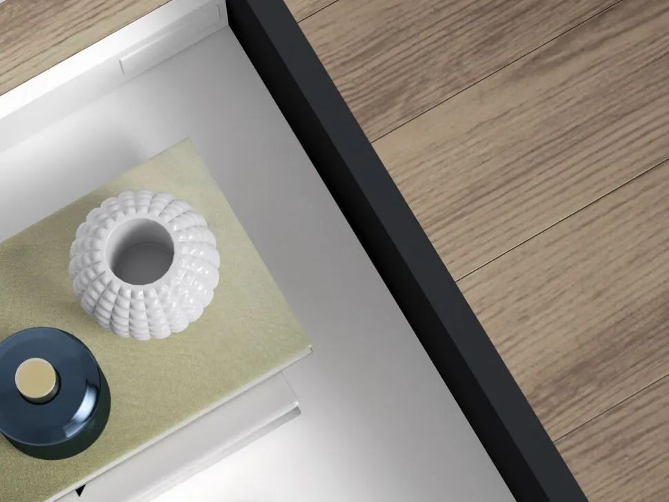 Cassetto esterno Vertex con regolazione 3D altezza 93mm, 40kg, profondità 270mm, Acciaio, Verniciato bianco o ardesia