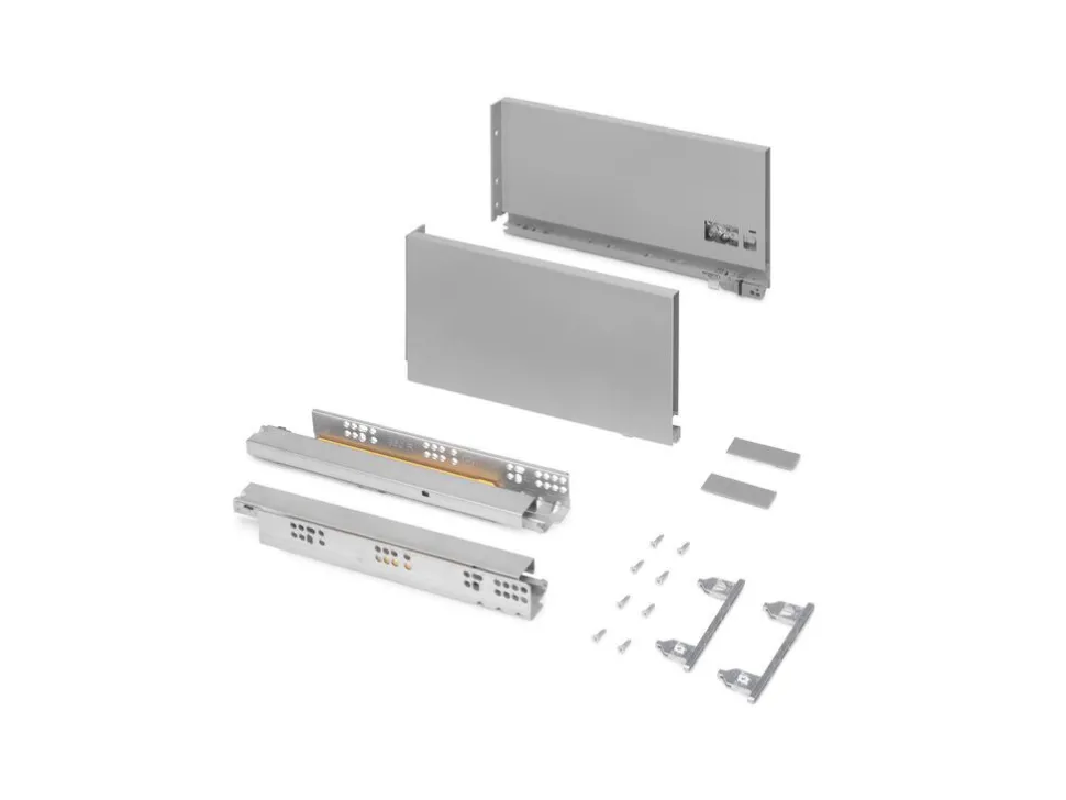Cassetto esterno Vertex con regolazione 3D altezza 178mm, 40kg, profondità 350mm, Acciaio,Bianco,Alluminio o Grigio antracite