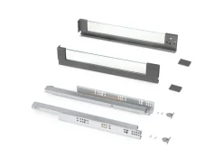 Cassetto esterno Vertex 40 kg con laterale in vetro 93 mm di altezza, 450 mm di profondità, Acciaio, Alluminio e Vetro, Grigio antracite