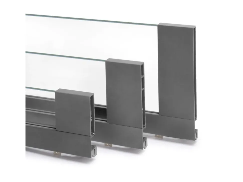 Cassetto esterno Vertex 40 kg con laterale in vetro 93 mm di altezza, 450 mm di profondità, Acciaio, Alluminio e Vetro, Grigio antracite