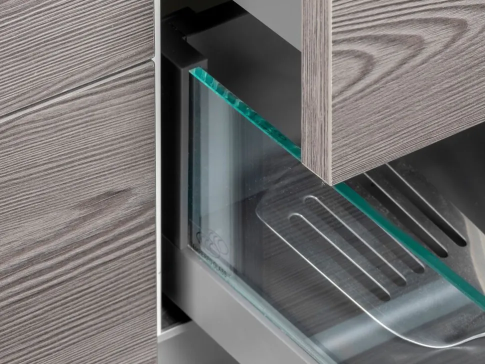 Cassetto esterno Vertex 40 kg con laterale in vetro 131 mm di altezza, 450 mm di profondità, Acciaio, Alluminio e Vetro, Grigio antracite