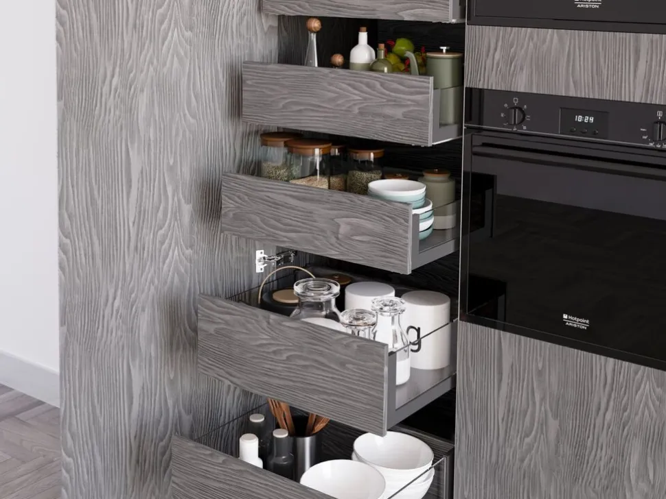 Cassetto esterno Vertex 40 kg con laterale in vetro 131 mm di altezza, 450 mm di profondità, Acciaio, Alluminio e Vetro, Grigio antracite