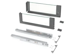Cassetto esterno Vertex 40 kg con laterale in vetro 178 mm di altezza, 450/500 mm di profondità, Acciaio, Alluminio e Vetro, Grigio antracite