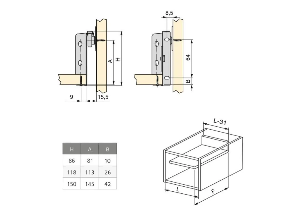 Cassetto per cucina e bagno Ultrabox, altezza 86 mm, Acciaio, Verniciato alluminio