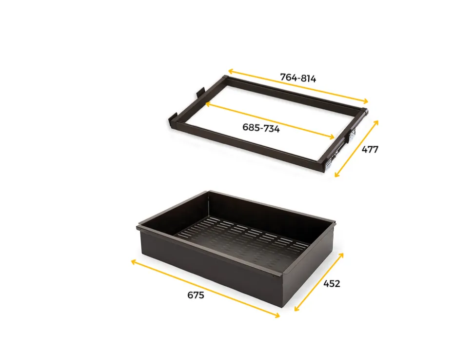 Cassetto regolabile per interno armadi in Acciaio e Alluminio disponibile in 3 misure