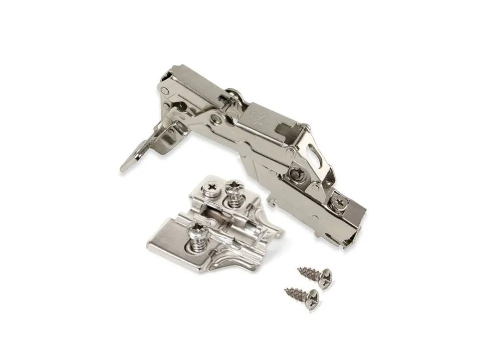Cerniere collo alto X91 165 gradi con chiusura soft soft e basetta euro, altezza 0, Acciaio, Nichelato