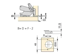 Cerniere collo alto X91 165 gradi con chiusura soft e Basetta a vite, Altezza 0, Acciaio, Nichelato