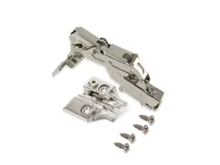 Cerniere collo alto X91 165 gradi con chiusura soft e Basetta a vite, Altezza 0, Acciaio, Nichelato