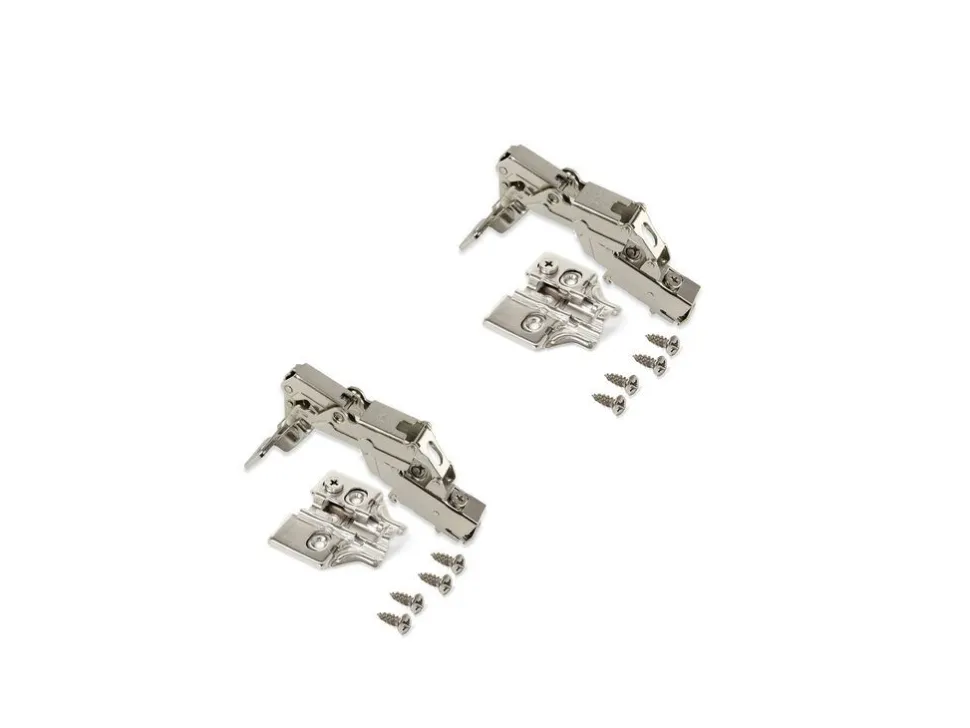 Cerniere collo alto X91 165 gradi con chiusura soft e Basetta a vite, Altezza 0, Acciaio, Nichelato