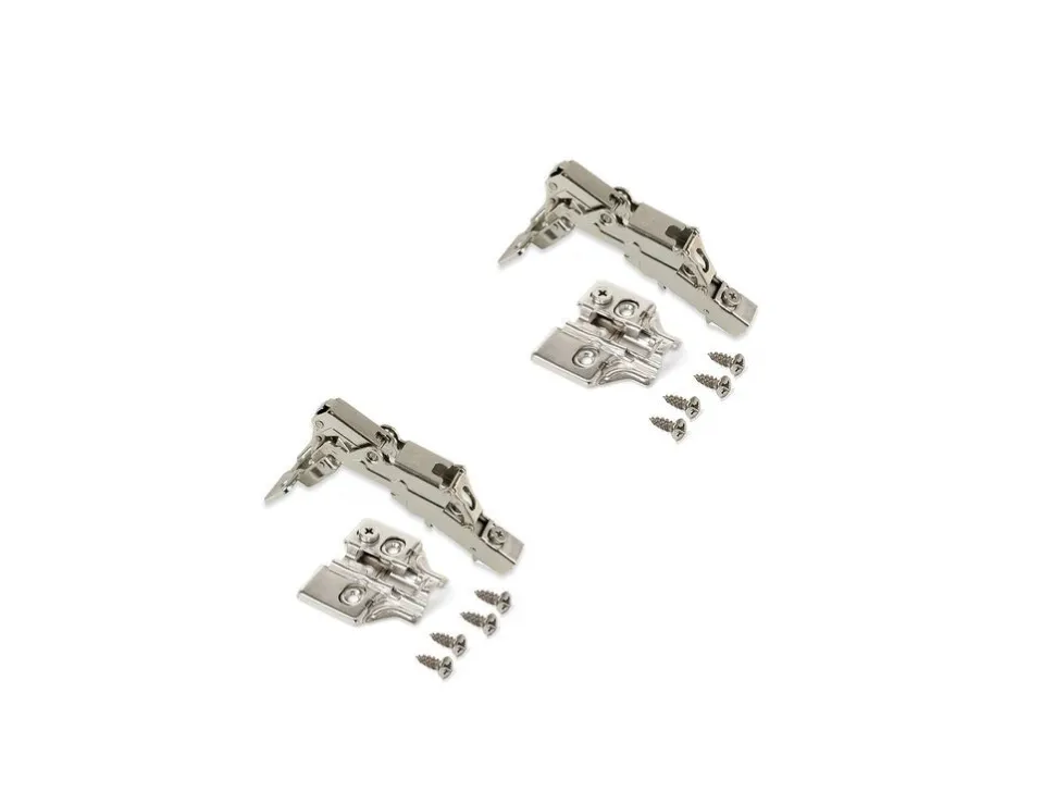 Cerniere collo dritto X91 165 gradi con chiusura soft e basetta a vite, Altezza 0, Acciaio, Nichelato