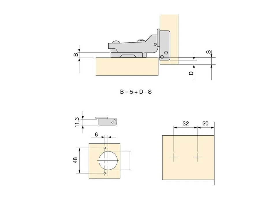 Cerniere mezzo collo X91 con chiusura soft e Basetta a vite, altezza 1, Acciaio, Nichelato