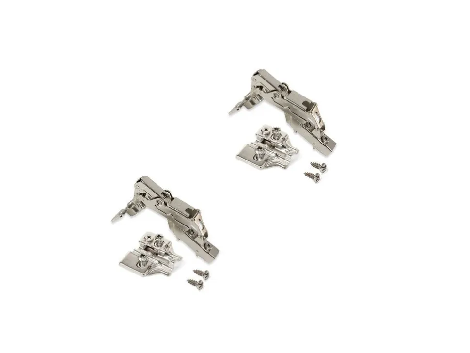 Cerniere mezzo collo X91 165 gradi con chiusura soft e basetta Euro, altezza 0, Acciaio, Nichelato