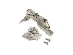 Cerniere mezzo collo X91 165 gradi con chiusura soft e basetta Euro, altezza 0, Acciaio, Nichelato