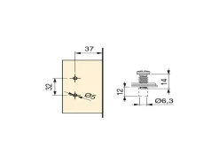 Cerniere mezzo collo X91 165 gradi con chiusura soft e Basetta Euro, altezza 0, Acciaio, Nichelato
