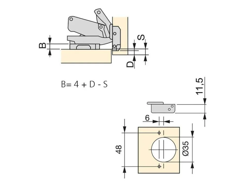 Cerniere mezzo collo X91 165 gradi con chiusura soft e Basetta Euro, altezza 0, Acciaio, Nichelato