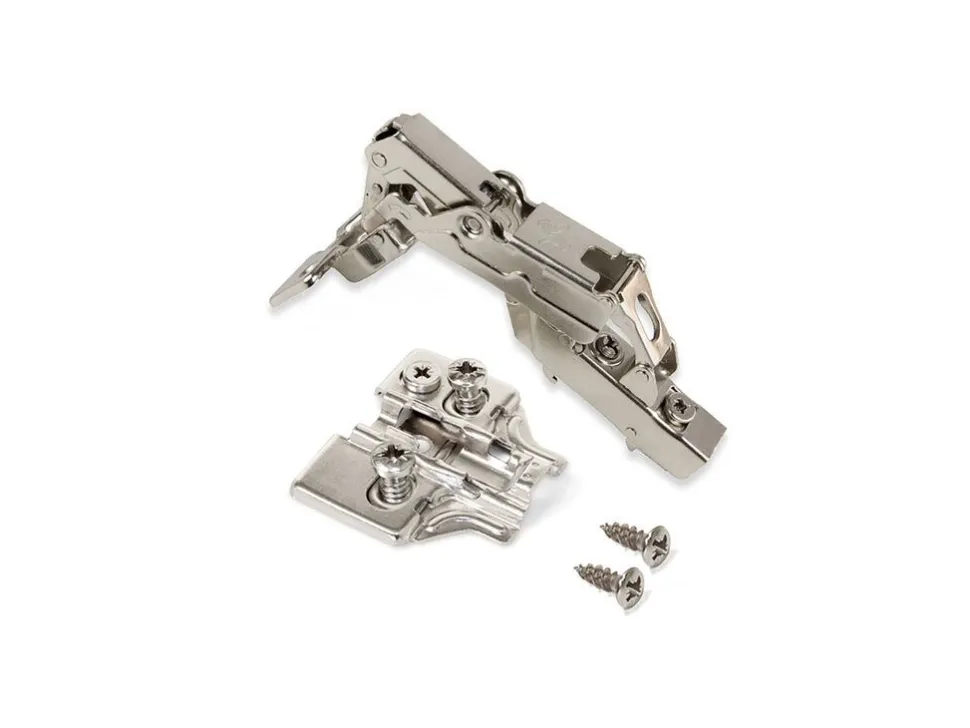 Cerniere mezzo collo X91 165 gradi con chiusura soft e Basetta Euro, altezza 0, Acciaio, Nichelato