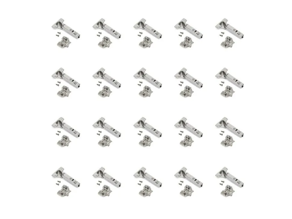 Cerniere X92 con apertura a 105 gradi, con chiusura soft e basetta montaggio misto, Diametro 5x9,5 mm, Altezza 0, Acciaio, Nichel satinato