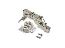 Cerniere X91 165 gradi con chiusura soft e Basetta Euro, altezza 0, Acciaio, Nichelato