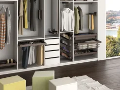 Cestello regolabile in filo e telaio di scorrimento per armadi in Acciaio e Alluminio disponibile in 3 misure