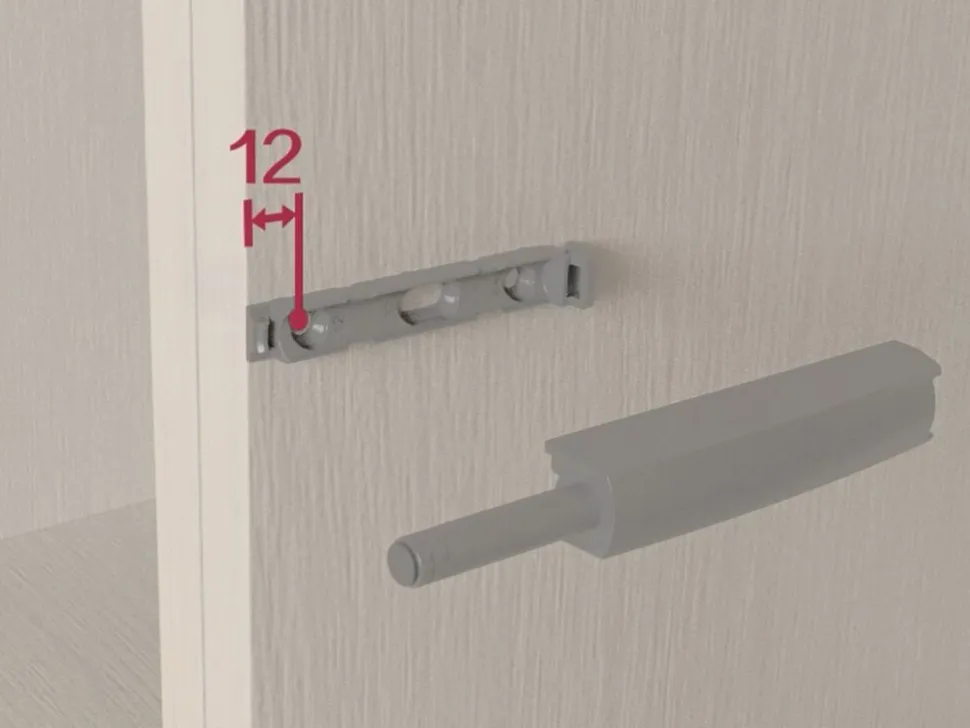 Chiusure per porte da avvitare ai mobili con regolazione Push Lite, lunghezza 80 mm, Chiusura soft, Tecnoplastica, Grigia