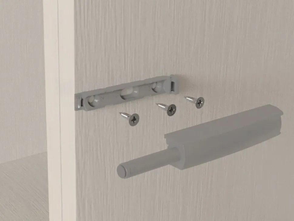 Chiusure per porte da avvitare ai mobili con regolazione Push Lite, lunghezza 80 mm, Chiusura soft, Tecnoplastica, Grigia