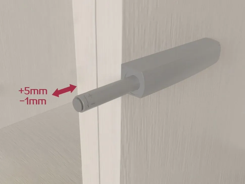 Chiusure per porte da avvitare ai mobili con regolazione Push Lite, lunghezza 80 mm, Chiusura soft, Tecnoplastica, Grigia