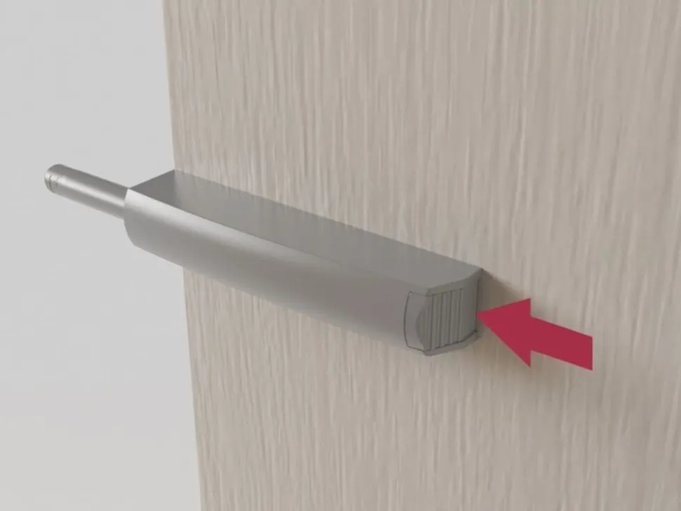Chiusure per porte da avvitare ai mobili con regolazione Push Lite, lunghezza 80 mm, Chiusura soft, Tecnoplastica, Grigia