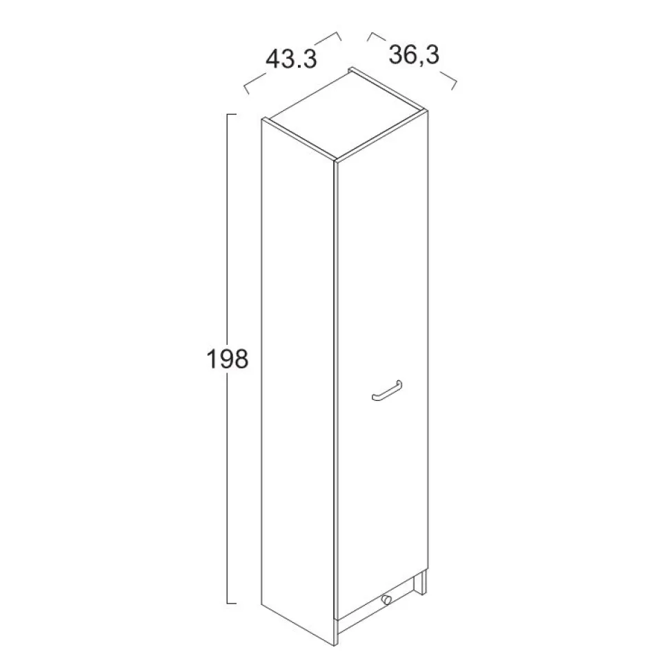 Colonna armadio un anta battente a terra Eko L44xP37xH189