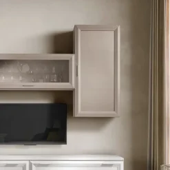 Colonna sospesa con anta a telaio linea Prevaling disponibile in tanti colori