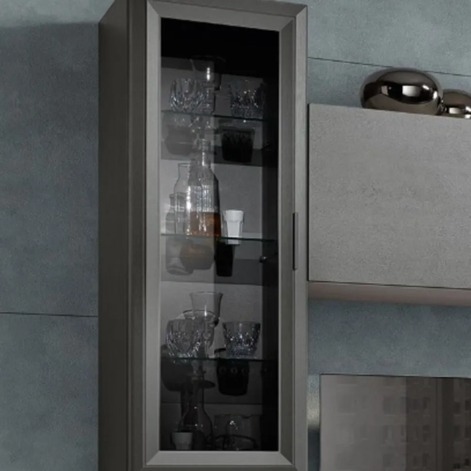 Colonna sospesa con anta a telaio in vetro linea Prevaling disponibile in tanti colori