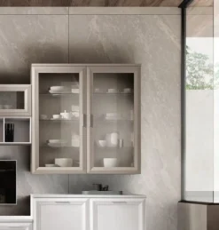Colonna sospesa con anta a telaio in vetro linea Prevaling disponibile in tanti colori