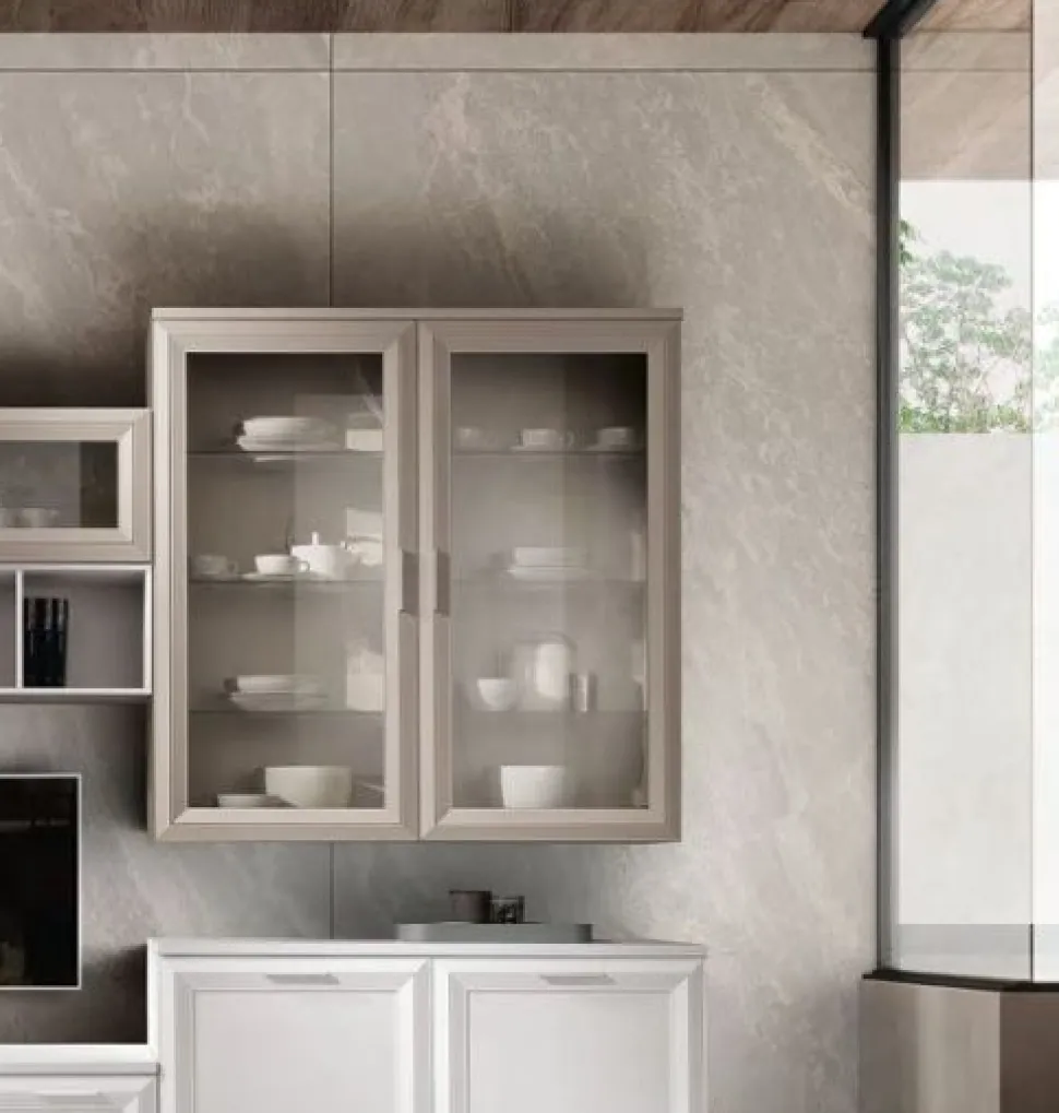 Colonna sospesa con anta a telaio in vetro linea Prevaling disponibile in tanti colori