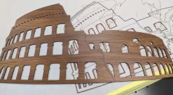 Colosseo Roma - quadro in legno mdf scuro larghezza 1,1 metri